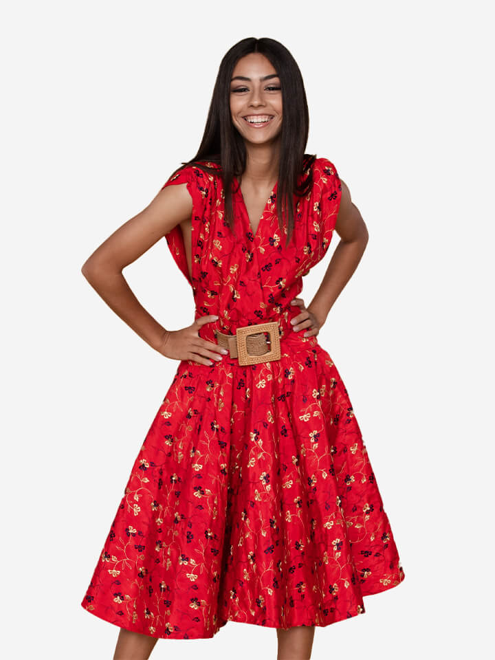 Floral short dress red (Copy)